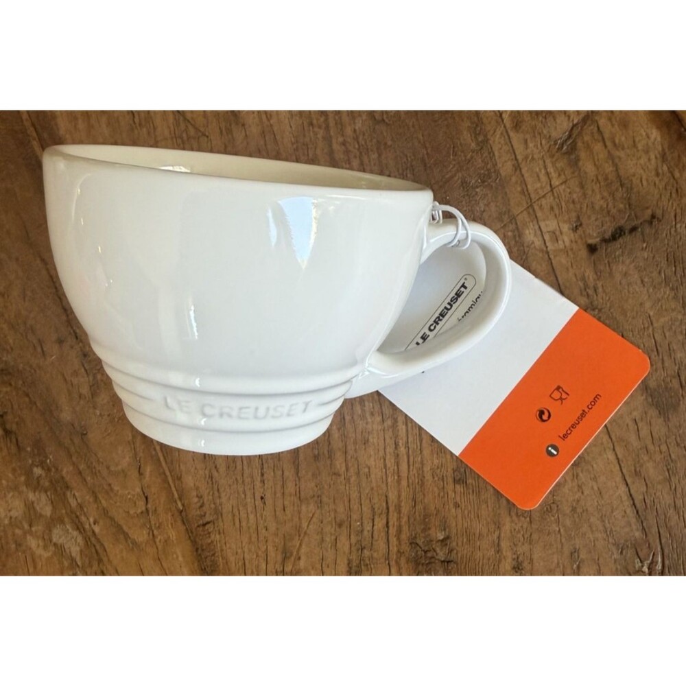 Le Creuset Stoneware Giant Cappuccino Bistro Mug 14 oz White NEW - Picture 5 of 8